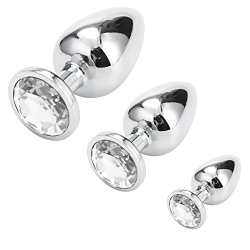 Metall Anal Plug Set mit Diamant (27mm, 33mm, 41mm)